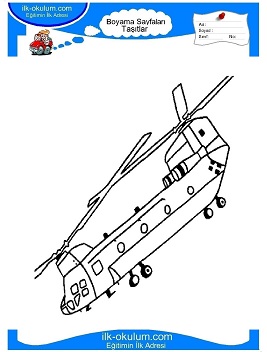 Çocuklar İçin Helikopter Boyama Sayfaları 